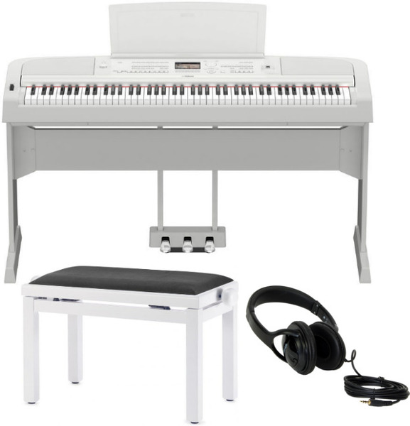 Yamaha DGX-670 Bundle (white w/stand, triple pedal, bench, headphones)