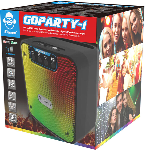 iDance GoParty 1 / Rechargeable Bluetooth® Partybox (5W with disco lightning + karaoke)