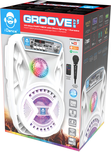 iDance Groove 217 / Rechargeable Bluetooth® Partybox (200W with disco lightning + karaoke)