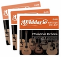 D'Addario EJ15-3D Extra-Light Set Corde pe Chitarra Acustica Pacco da 3