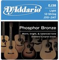 D'Addario EJ38 12-String Conjunto de Cordas para Guitarra Western 12-Cordas