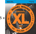 D'Addario EXL160 / 5 Sets (.050-.105 / long scale regular) 4-String Electric Bass String Set-5 Packs