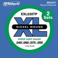D'Addario EXL220TP Super Soft Gauge, Long Scale 4-String Electric Bass String Set-2-Packs