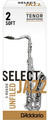D'Addario Select Jazz Unfiled Tenor-Sax #2 Soft (strength 2.0 soft / 1 reed) Tenor Saxophone Reeds Strength 2