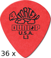 Dunlop Tortex Jazz III Red - Light - Sharp Tip (36 picks) Ensembles de médiators