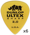 Dunlop Ultex Sharp Amber - 2.00 (6 picks) Set Plettri