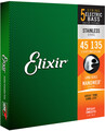 Elixir NanoWeb 5-Set Stainless Steel Long Scale (light/medium / .045-.135) Conjunto de 5 cordas para Baixo Eléctrico