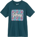 Gibson Floral Block Logo T-Shirt (blue, size M) T-Shirts Size M