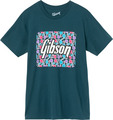 Gibson Floral Block Logo T-Shirt (blue, size S)