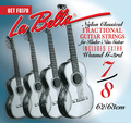 La Bella FG178 Classical Fractional Guitar (7/8 size) Conjunto Cordas Guitarra Clássica-Infantil