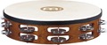 Meinl TAH2 Headed Wood Tambourine (african brown - brass jingles - 2 rows)