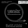 Warwick Black Nylon Tapewound Acoustic / Electric Bass / 4-String Set (040-100 - long scale) Jeux de cordes .045 pour basse électrique 4 cordes