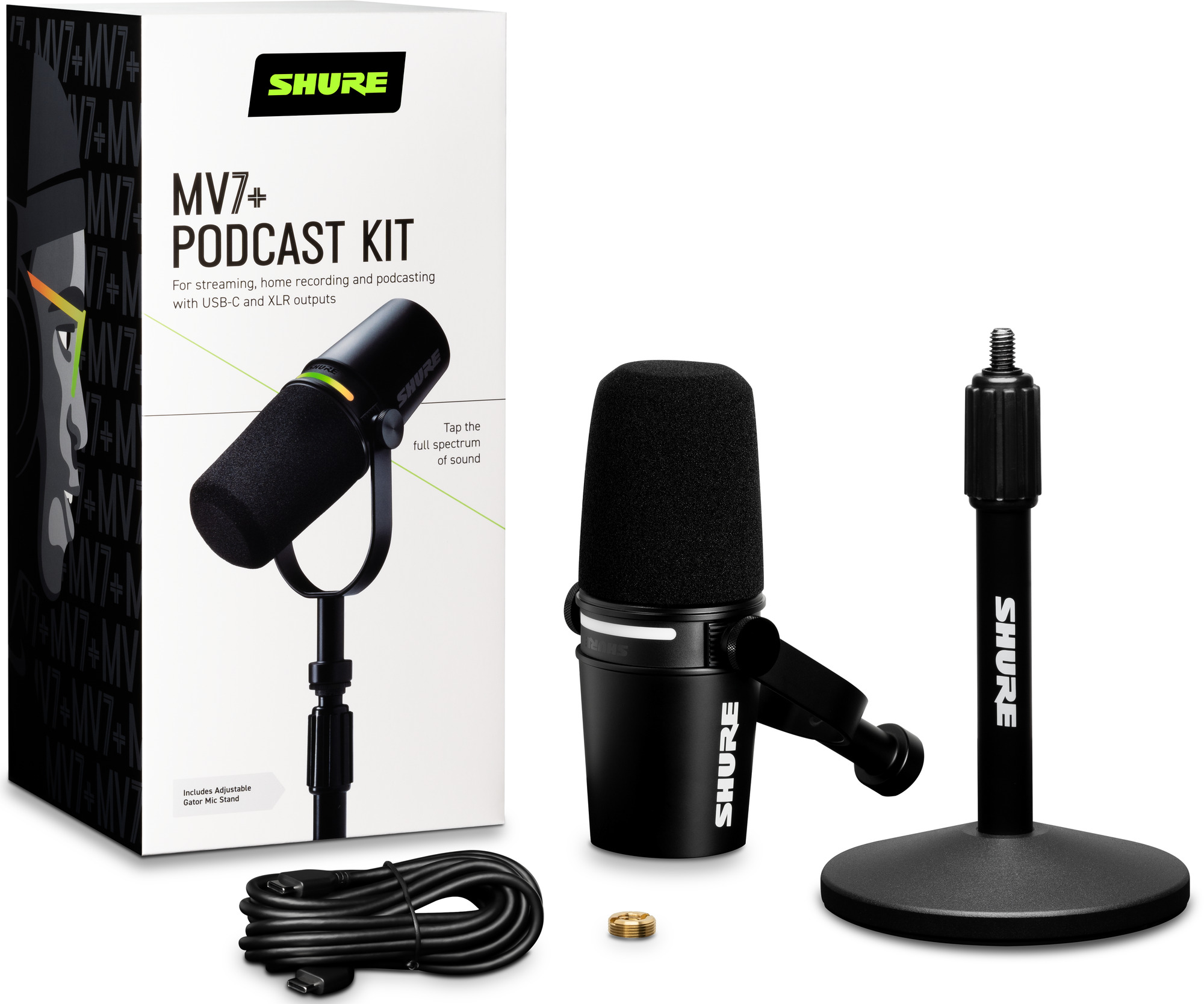 【新品級】SHURE MV7+ PODCAST Shure MV7+ Podcast Kit (black) | MusiX