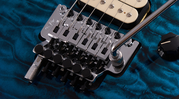 Trem di bloccaggio Floyd Rose con marchio EVH, dado di bloccaggio R2 ed EVH D-Tuna