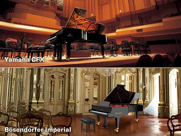 The sounds of two world-class Concert Grand pianos