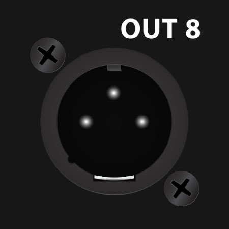 8 sorties XLR symétriques par servo